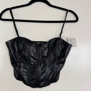 Zara Black Faux Leather Top